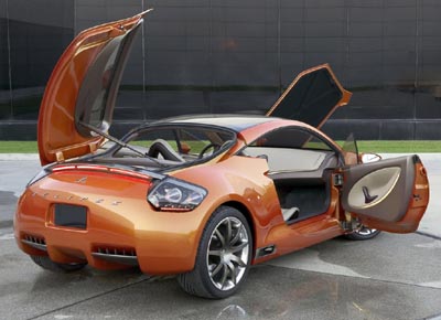 Mitsubishi Eclipse Concept-E with the doors and boot opened