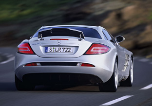 Mercedes Mclaren SLR rear view with active braking spoiler