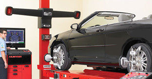 Hunter alignment rack with HawkEye high-definition digital imaging wheel alignment