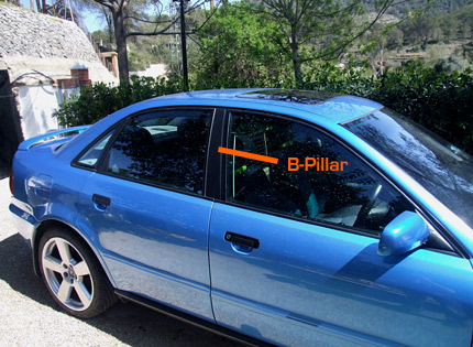 ... the A, B, C or D-pillar moving in profile view from the front to rear