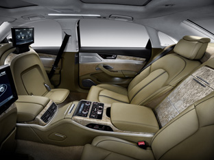 2011 Audi A8 L interior with the seat reclined