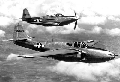 Bell P-59A Airacomet and a P-63 (background)