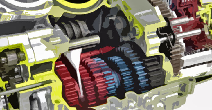 Motorcycle transmission cutaway