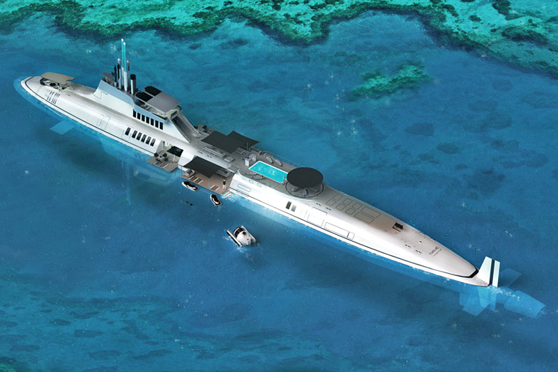 motion code: blue MIGALOO luxury submarine