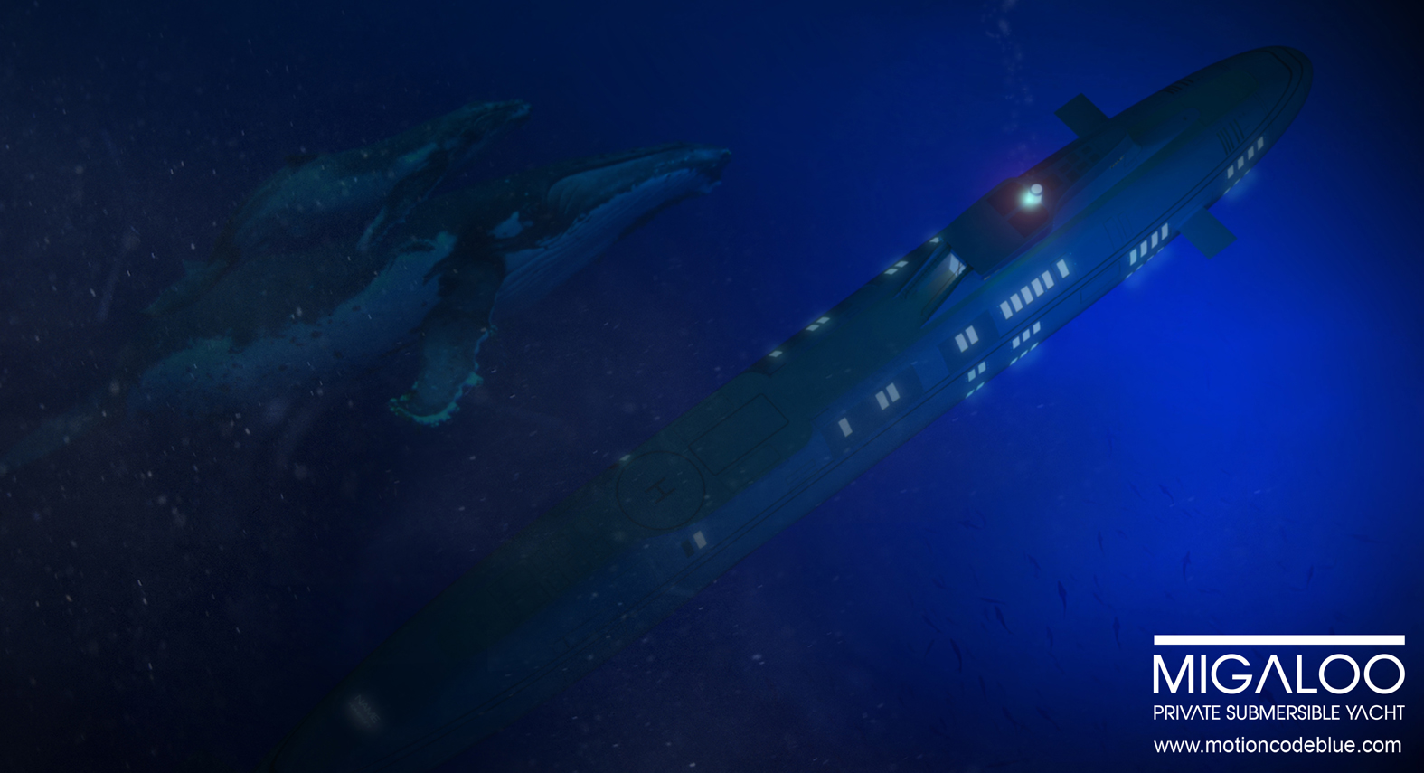 motion code: blue MIGALOO luxury submarine