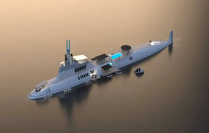 motion code: blue MIGALOO luxury submarine